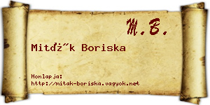 Miták Boriska névjegykártya